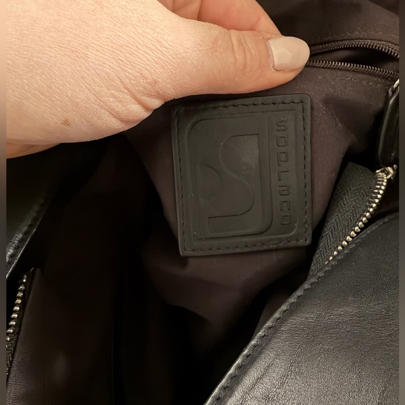 SOPRANO LEATHER BLACK SHOULDER BAG CHAIN SLOUCHY CANADIAN HOBO - Picture 6 of 6